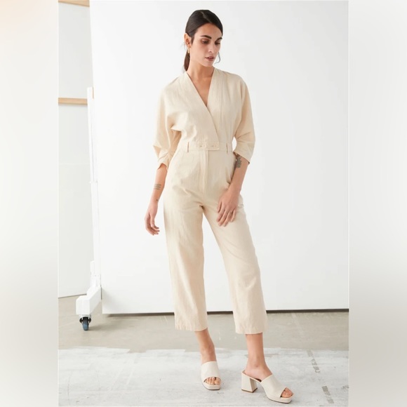 & Other Stories Pants - & Other Stories Asymmetrical Linen Blend Jumpsuit